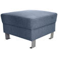 HOCKER in Textil Blau  - Blau/Silberfarben, Design, Textil/Metall (62/41/62cm) - Xora