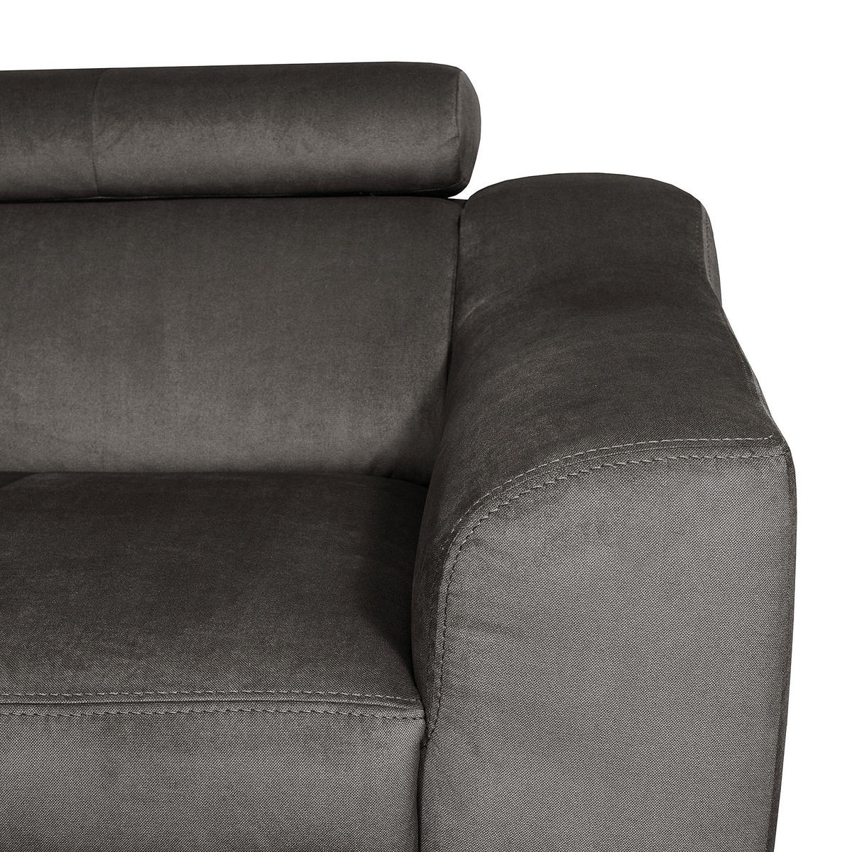 ECKSOFA in Webstoff Dunkelgrau  - Dunkelgrau/Buchefarben, Design, Holz/Textil (208/245cm) - Livetastic