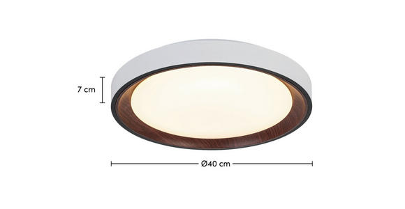 DECKENLEUCHTE 40/7 cm  - Walnussfarben/Schwarz, Trend, Kunststoff/Metall (40/7cm) - Novel