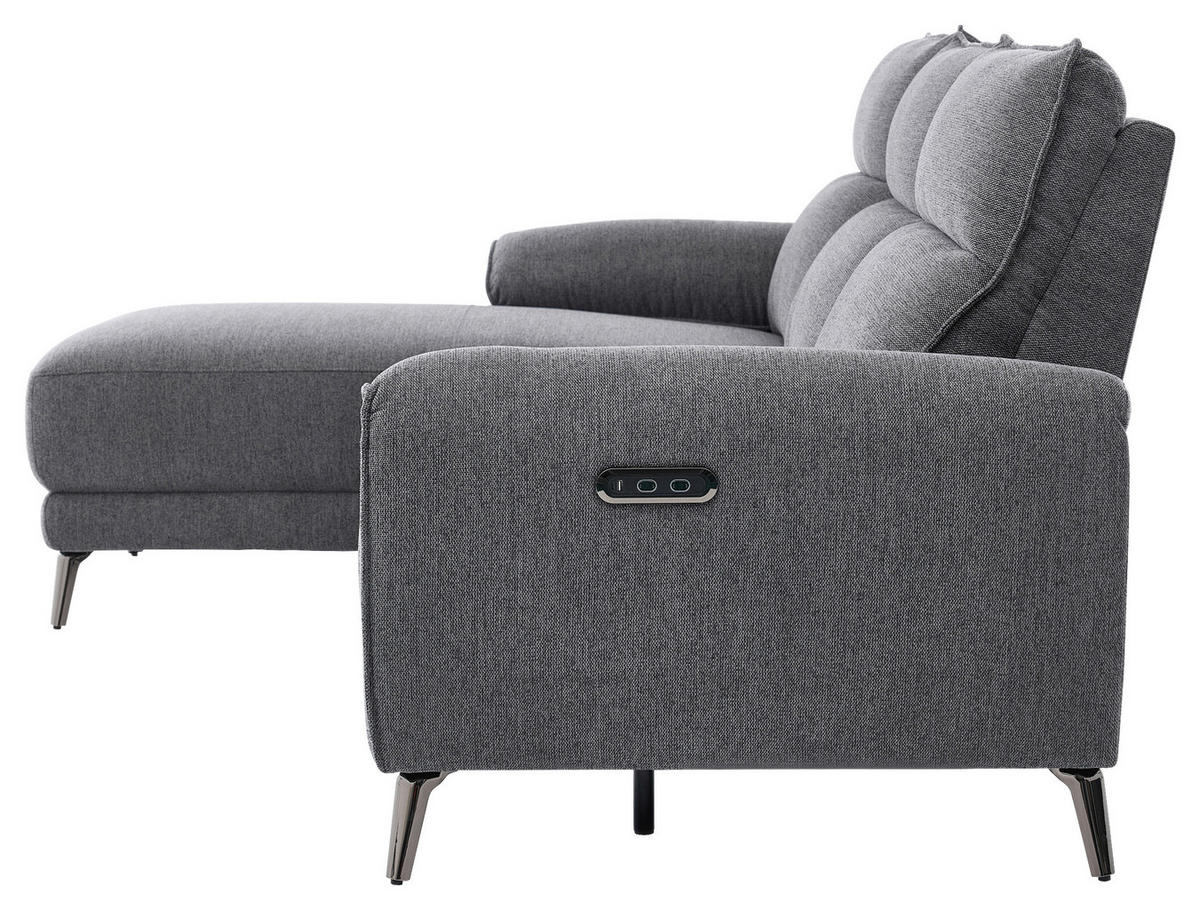 ECKSOFA Dunkelgrau Webstoff  - Chromfarben/Dunkelgrau, Design, Textil/Metall (168/272cm) - Carryhome