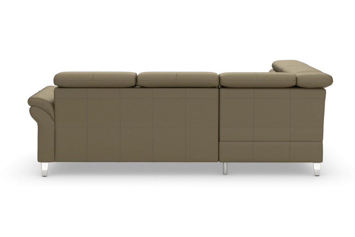 ECKSOFA 194/245 cm ARNGAST E in Echtleder Olivgrün Bettkasten, Kopfteilverstellung, Liegefläche im Originalstoff  194/245 cm  - Chromfarben/Olivgrün, Basics, Leder/Metall (194/245cm) - Sit & More