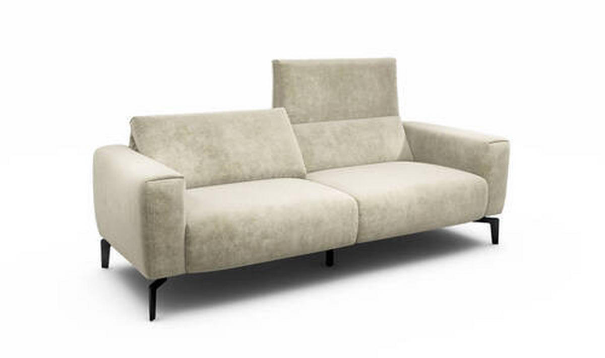2,5-SITZER in Samt Naturfarben  - Schwarz/Naturfarben, Design, Textil/Metall (220/86/86-94cm) - SENSOO