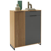 SCHUHSCHRANK Asteiche, Eiche furniert, teilmassiv Grau, Eichefarben, Eiche Bianco  - Eiche Bianco/Eichefarben, Design, Holz/Holzwerkstoff (86/105/37cm) - Dieter Knoll