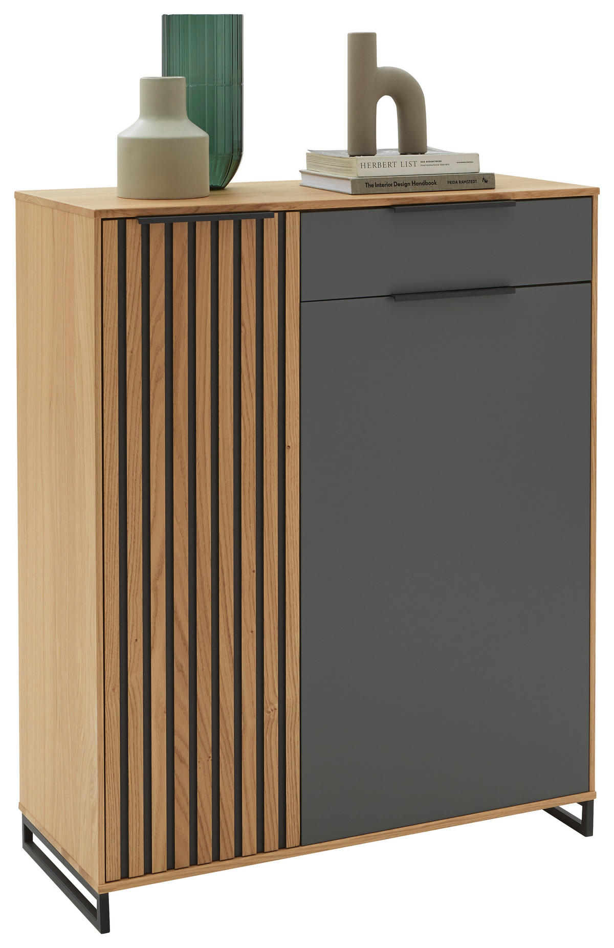 SCHUHSCHRANK Asteiche, Eiche furniert, teilmassiv Grau, Eichefarben, Eiche Bianco  - Eiche Bianco/Eichefarben, Design, Holz/Holzwerkstoff (86/105/37cm) - Dieter Knoll