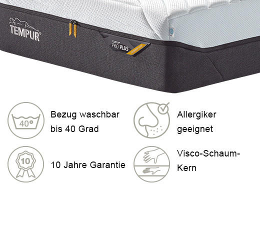 VISCOMATRATZE Pro Plus® Coolquilt 180/200 cm Höhe ca. 27 cm  - Anthrazit/Weiß, Basics, Textil (180/200cm) - Tempur