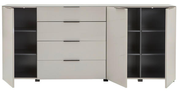 SIDEBOARD  225/99,7/42 cm 4 Schublade(n)  - Kaschmir/Schwarz, Design, Glas/Holzwerkstoff (225/99,7/42cm) - Novel