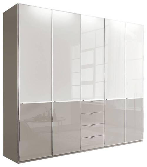 DREHTÜRENSCHRANK in Grau, Weiss  - Chromfarben/Weiss, Design, Glas/Holzwerkstoff (250/216/58cm) - Novel