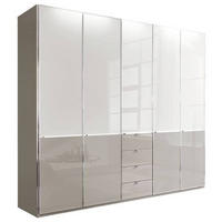 DREHTÜRENSCHRANK 250/216/58 cm 5-türig Grau, Weiß  - Chromfarben/Weiß, Design, Glas/Holzwerkstoff (250/216/58cm) - Novel