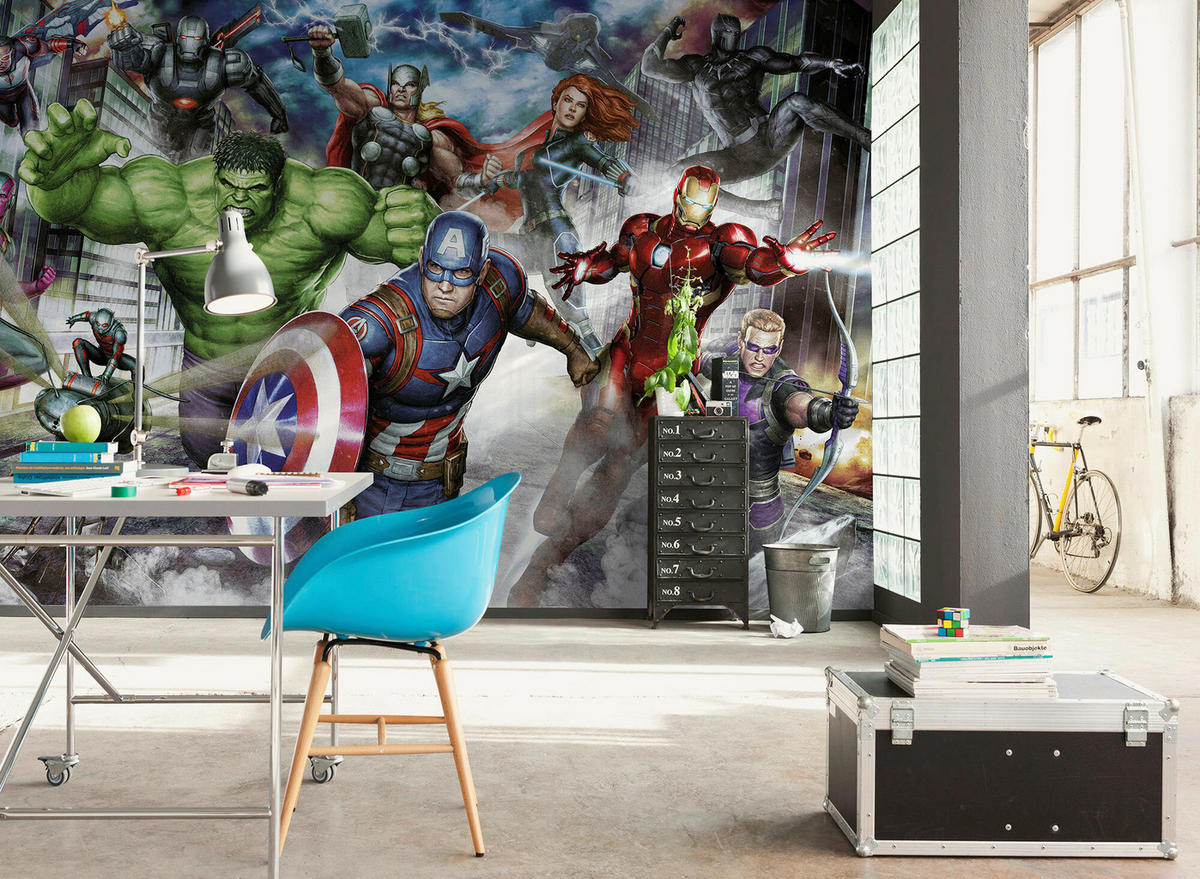 FOTOTAPETE AVENGERS ASSEMBLE  - Naturfarben, Design, Textil (400/250cm) - Marvel