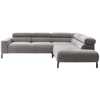 SEDEŽNA GARNITURA, rebrasti žamet siva  - črna/siva, Moderno, kovina/tekstil (276/221cm) - Pure Home Lifestyle