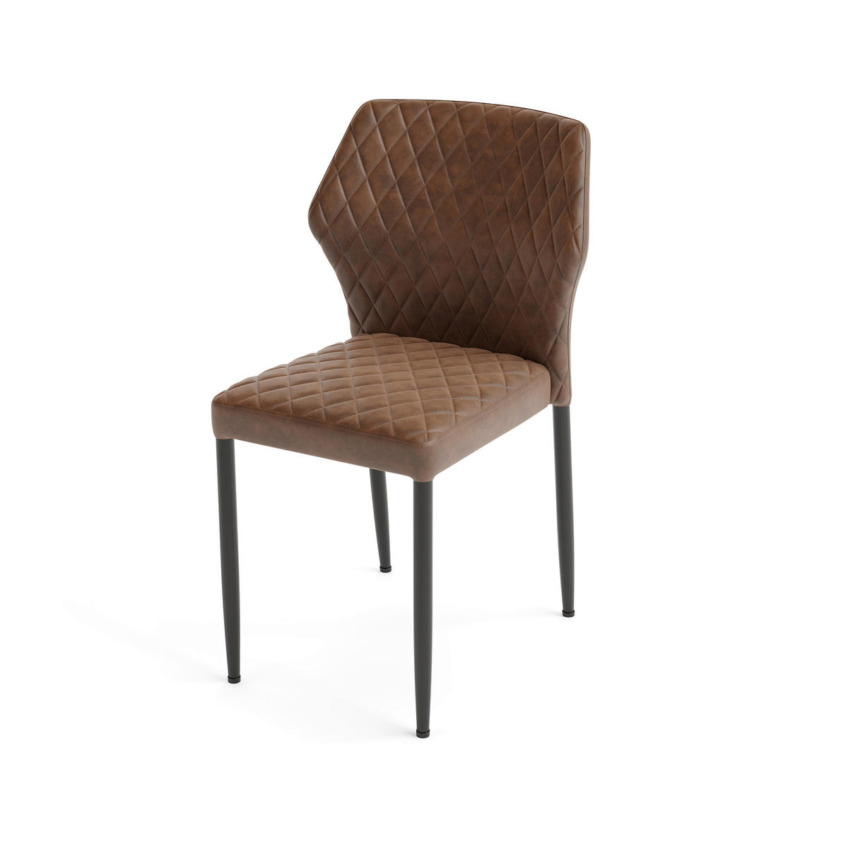 STUHL-SET 4 Stück  in Stahl  - Cognac, MODERN, Leder/Metall (49/80/56cm) - MID.YOU