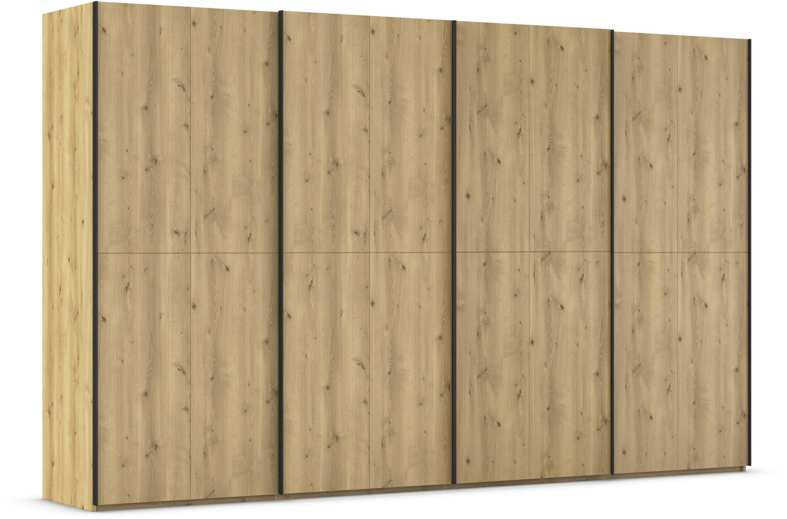 SCHWEBETÜRENSCHRANK 360/223/68 cm 4-türig Eichefarben  - Eichefarben/Schwarz, Design, Holz/Holzwerkstoff (360/223/68cm) - Novel