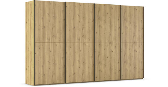 SCHWEBETÜRENSCHRANK 360/223/68 cm 4-türig Eichefarben  - Eichefarben/Schwarz, Design, Holz/Holzwerkstoff (360/223/68cm) - Novel