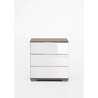 NOĆNI ORMARIĆ bijela, boje hrasta   - bijela/boje hrasta, Moderno, staklo/drvni materijal (52/58/38cm) - Carryhome