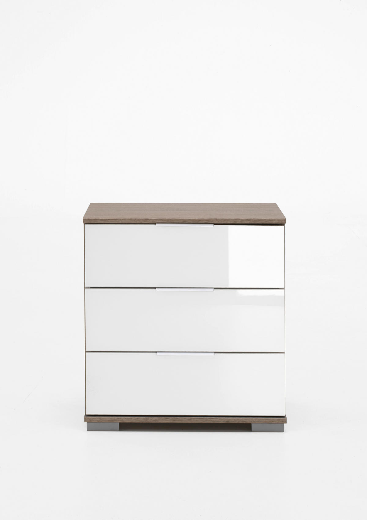 NOĆNI ORMARIĆ bijela, boje hrasta   - bijela/boje hrasta, Moderno, staklo/drvni materijal (52/58/38cm) - Carryhome