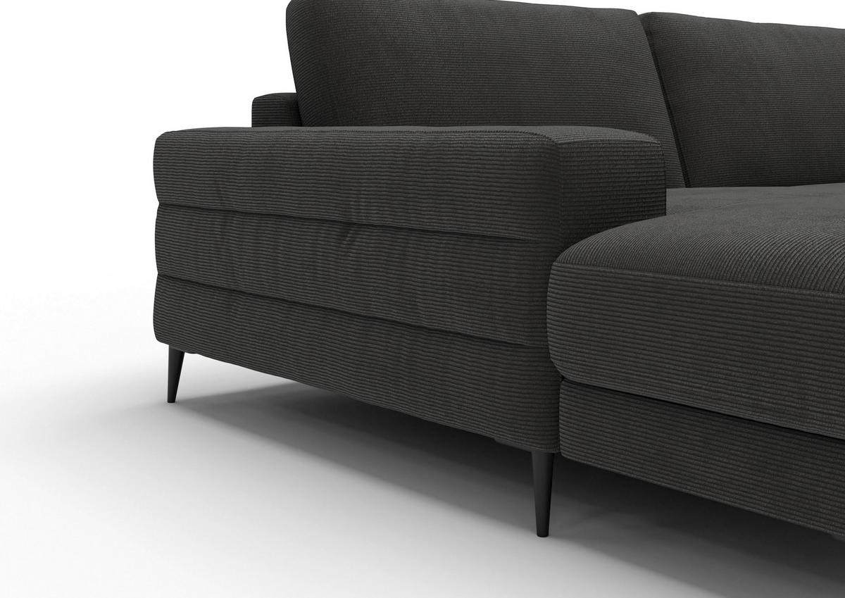 WOHNLANDSCHAFT Badia Base Anthrazit Feincord  - Anthrazit/Schwarz, Design, Textil/Metall (177/376/177cm) - Dieter Knoll