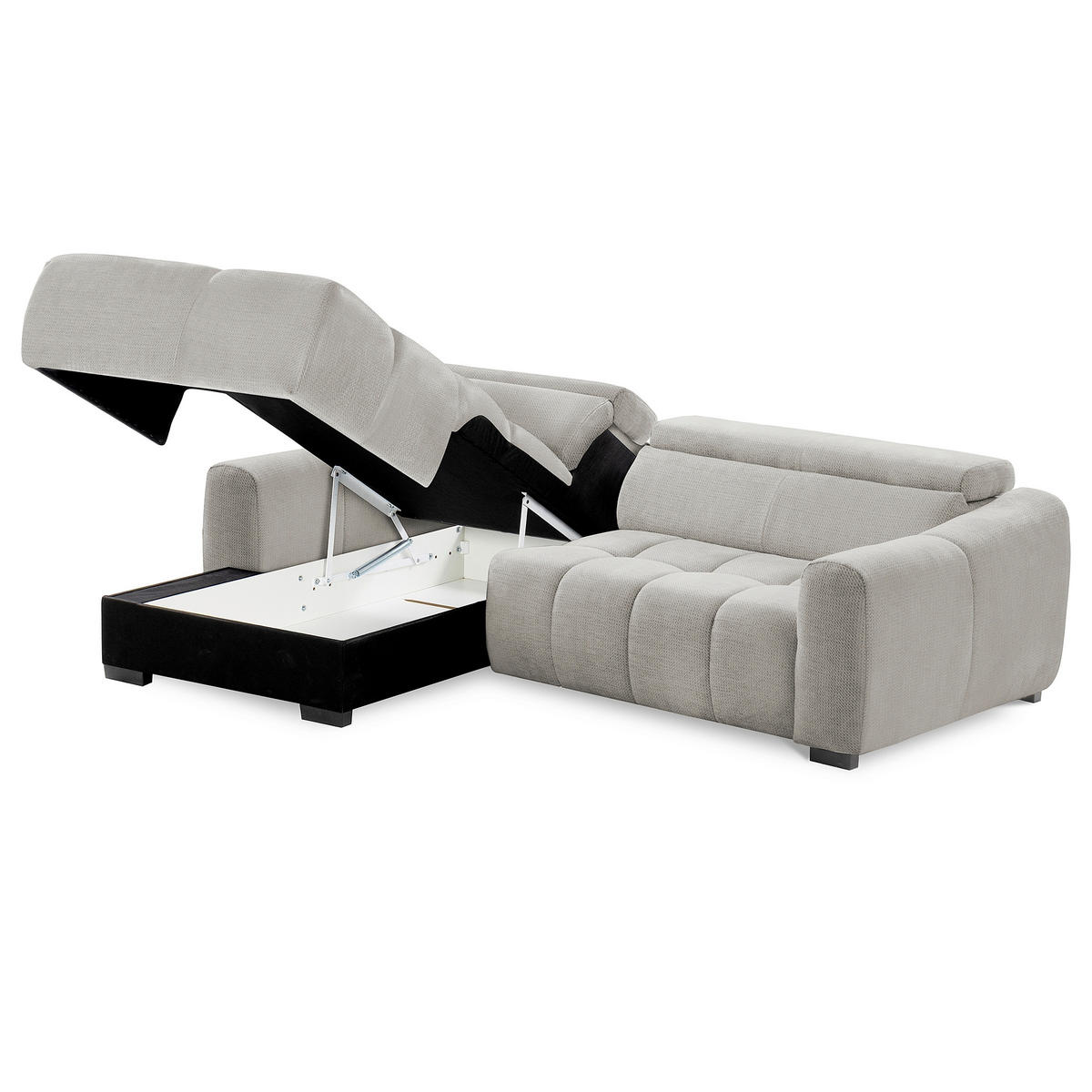 ECKSOFA  Webstoff Greige  - Greige/Schwarz, Design, Kunststoff/Textil (177/274cm) - Livetastic