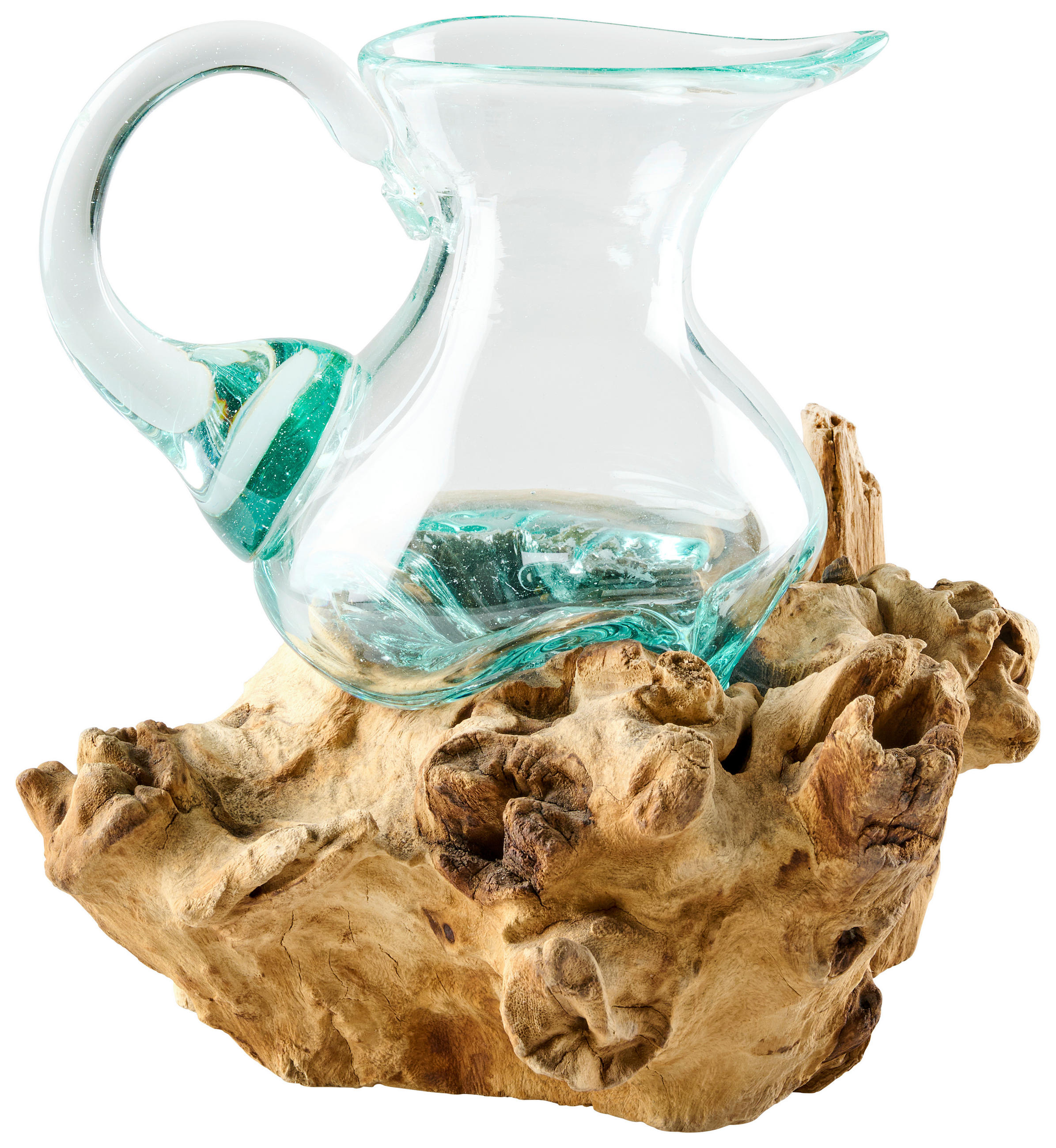 VASE 38 cm  - Klar/Ecru, Natur, Glas/Holz (28/38/22cm) - Ambia Home