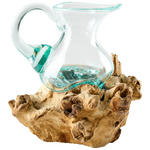 VASE 38 cm  - Klar/Ecru, Natur, Glas/Holz (28/38/22cm) - Ambia Home