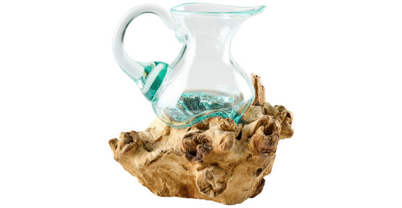 VASE 38 cm - Klar/Ecru, Natur, Glas/Holz (28/38/22cm) - Ambia Home