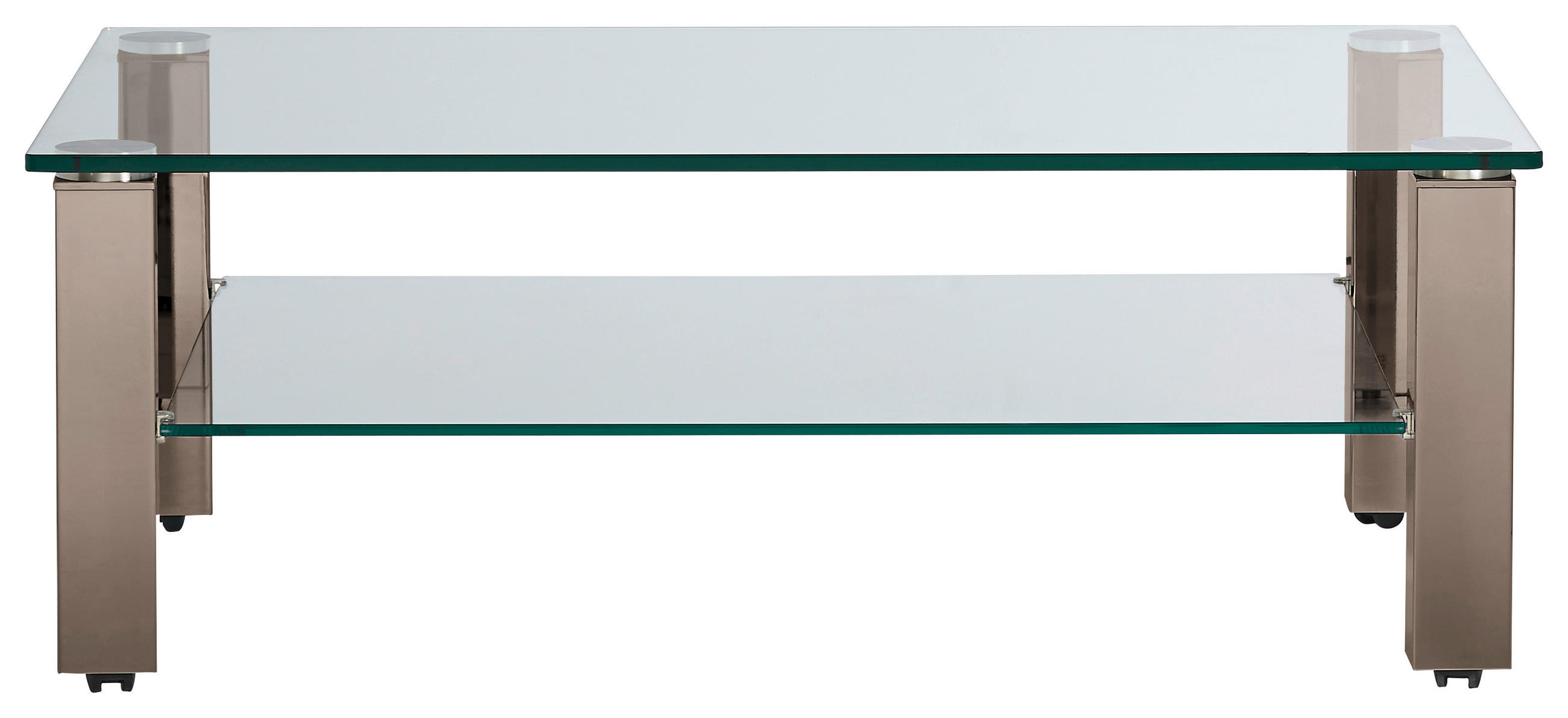 COUCHTISCH in Metall, Glas 110/70/42,5 cm  - Beige/Grau, Design, Glas/Kunststoff (110/70/42,5cm)