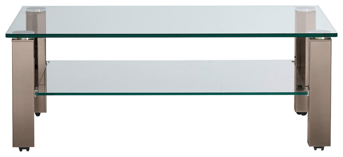 COUCHTISCH in Metall, Glas 110/70/42,5 cm  - Beige/Grau, Design, Glas/Kunststoff (110/70/42,5cm)