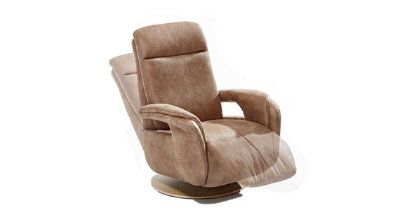 RELAXSESSEL Mikrofaser Relaxfunktion - Eichefarben/Beige, KONVENTIONELL, Holz/Textil (80/106/88cm) - Voleo