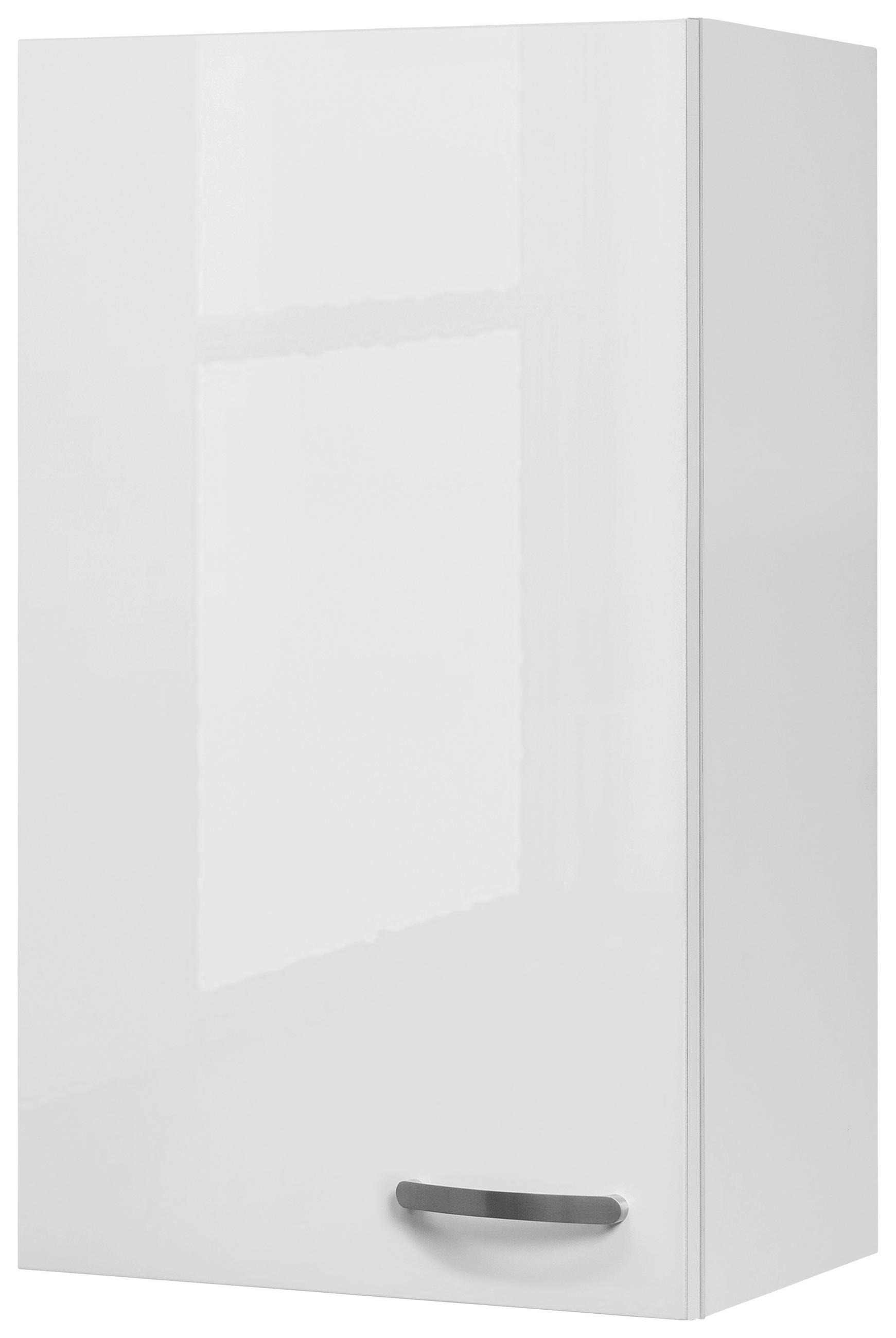 KÜCHENOBERSCHRANK 50/89/32 cm  in Weiß, Weiß Hochglanz  - Edelstahlfarben/Weiß Hochglanz, MODERN, Holzwerkstoff/Metall (50/89/32cm) - FlexWell