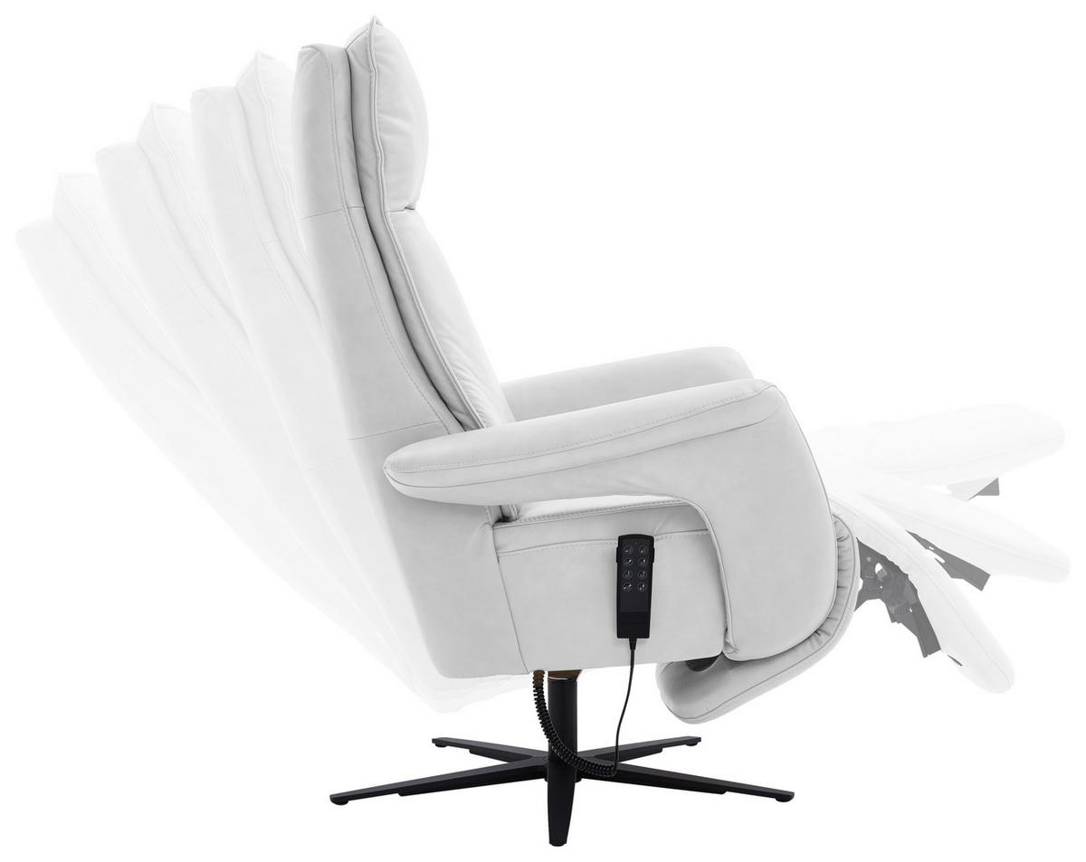 RELAXSESSEL in Leder Weiss  - Weiss/Schwarz, Design, Leder/Metall (83/123/87cm) - Valdera