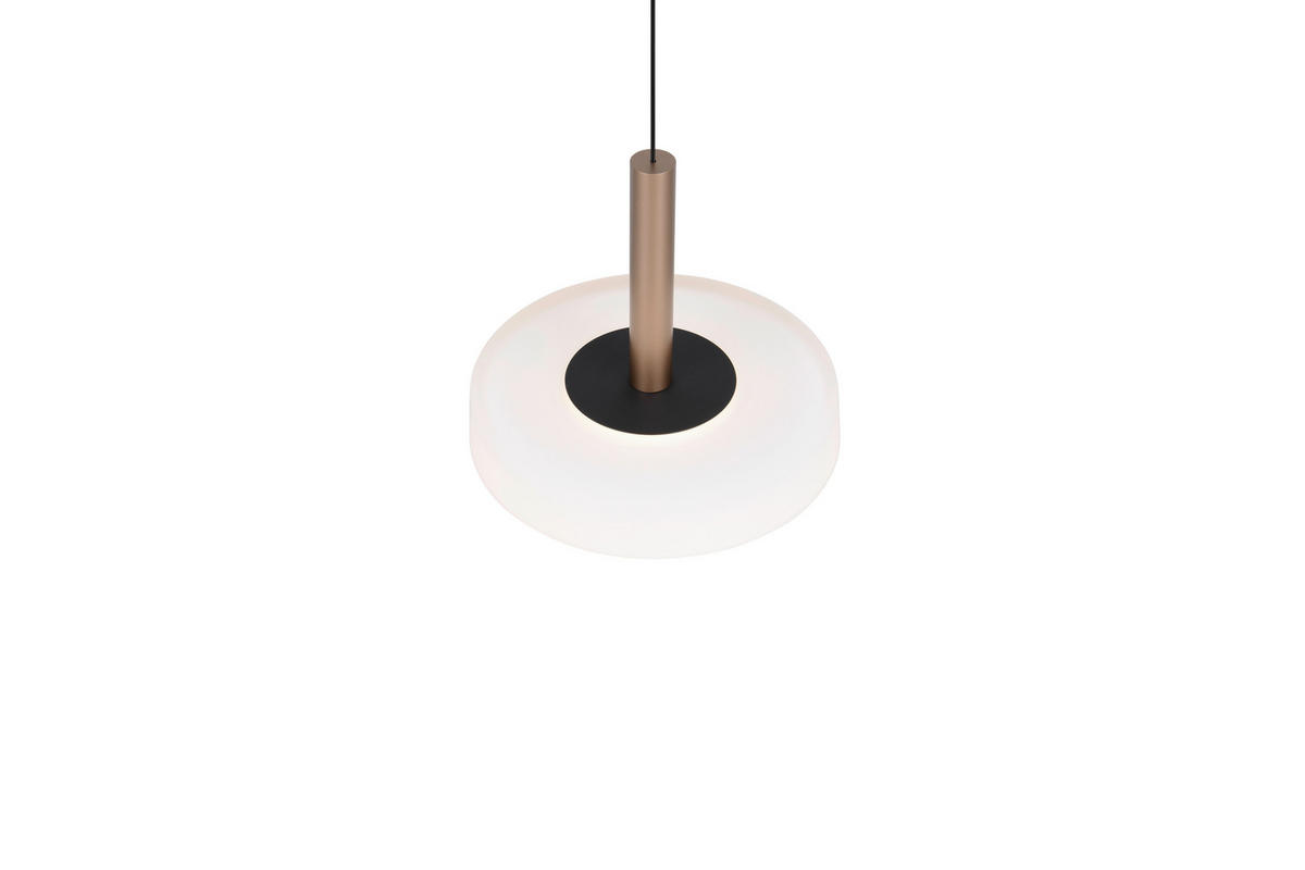 LED-PENDELLEUCHTE 22/200 cm  - Braun/Weiß, Design, Glas/Metall (22/200cm)