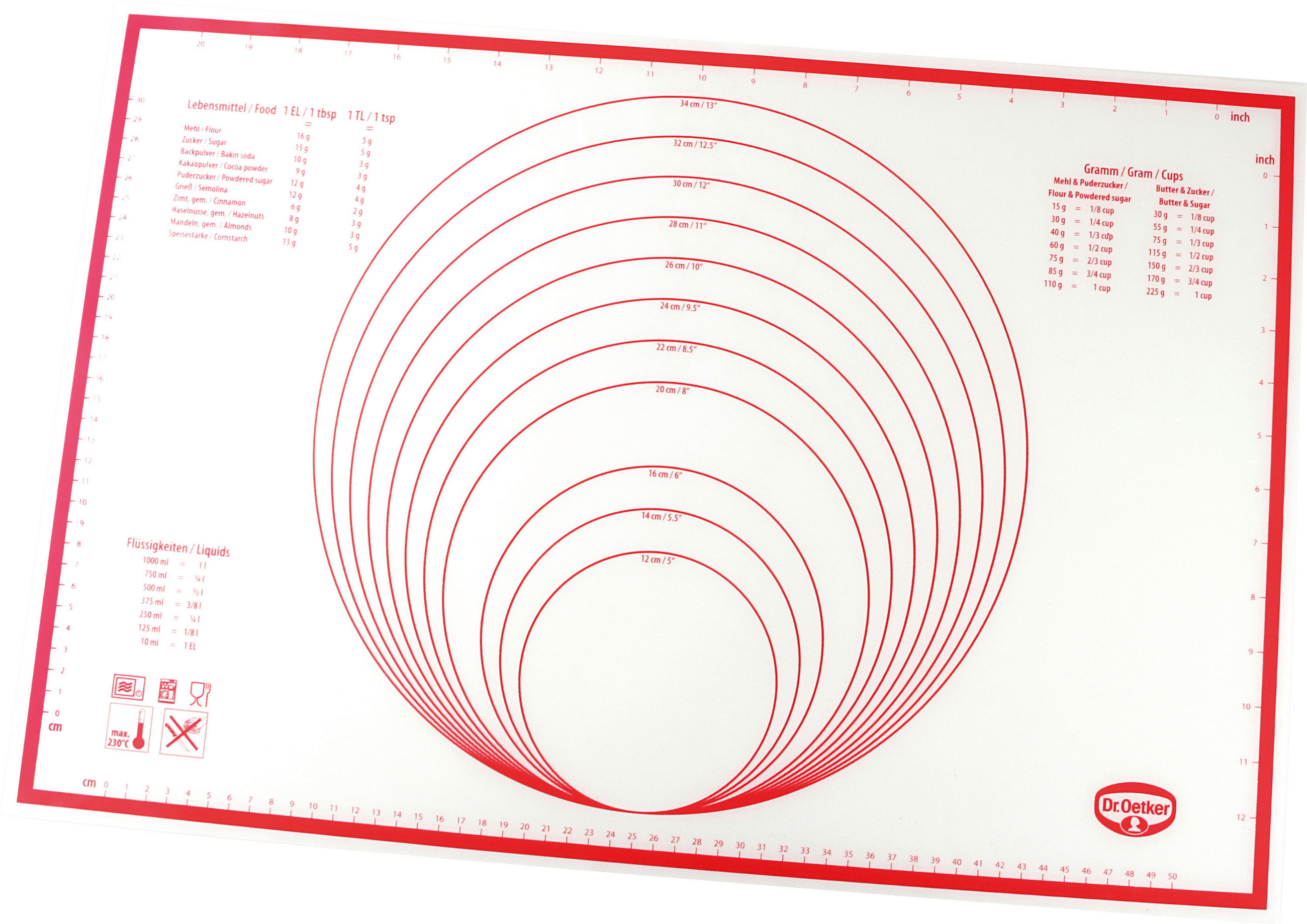 BACKMATTE - Rot/Weiß, Basics, Kunststoff (40/60cm) - Dr.Oetker