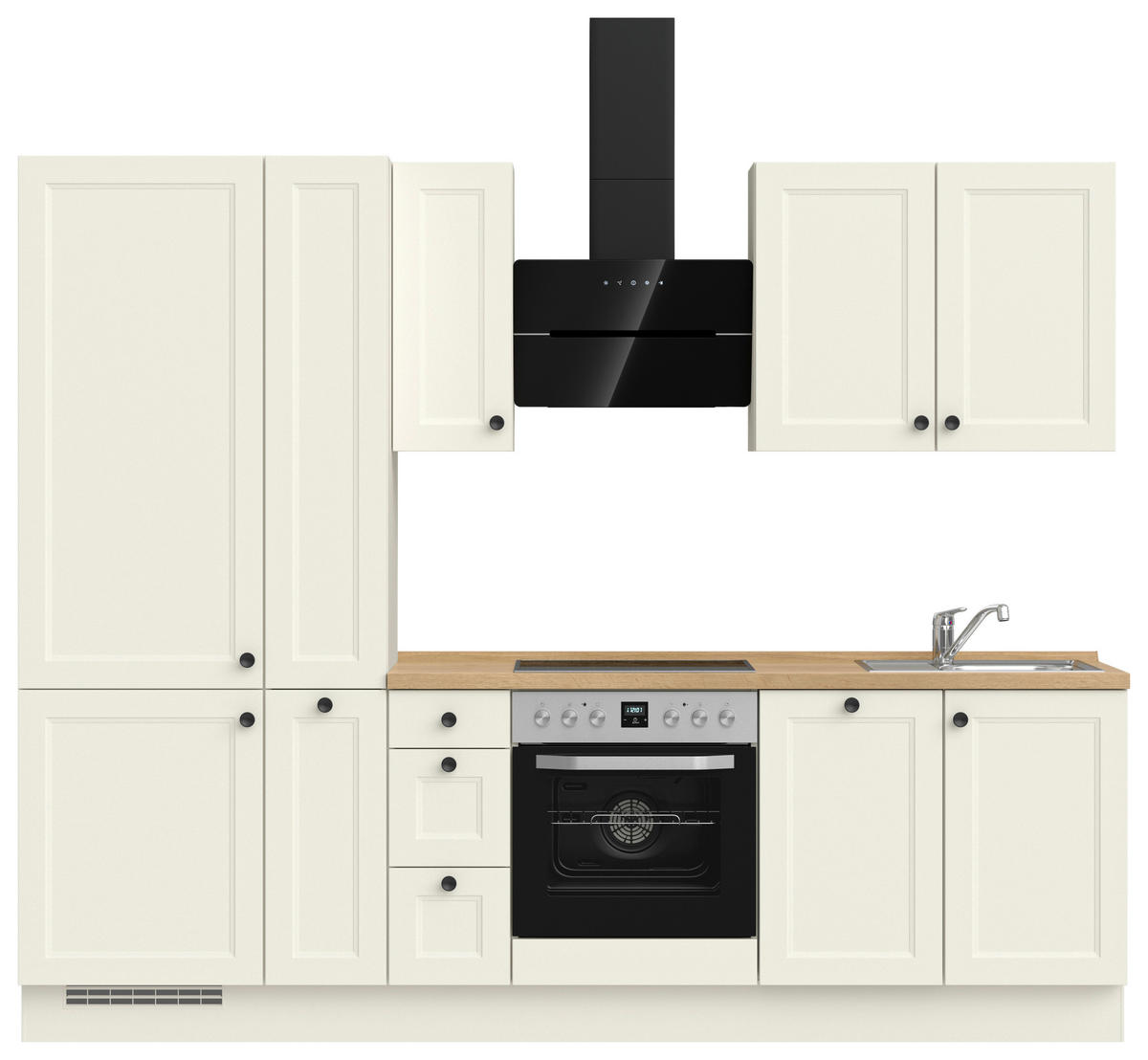 KÜCHENLEERBLOCK 270 cm   in Weiß, Eichefarben  - Eichefarben/Schwarz, MODERN, Holzwerkstoff/Metall (270cm) - Nobilia