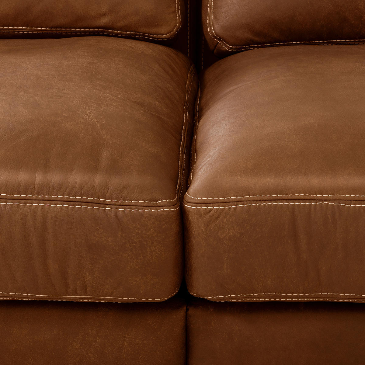 3-SITZER-SOFA  in Echtleder Cognac   - Cognac/Beige, Design, Leder/Kunststoff (300/85/123cm) - Livetastic