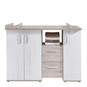 WICKELKOMMODE Toni Eichefarben, Weiß - Eichefarben/Silberfarben, Basics, Holzwerkstoff/Kunststoff (127/93/98/45/71cm) - MY BABY LOU