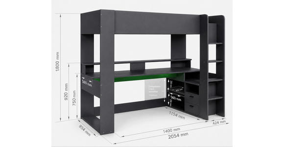 HOCHBETT 90/200 cm  - Graphitfarben, KONVENTIONELL, Holzwerkstoff (90/200cm) - Carryhome