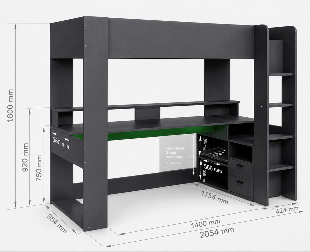 HOCHBETT 90/200 cm  - Graphitfarben, KONVENTIONELL, Holzwerkstoff (90/200cm) - Carryhome