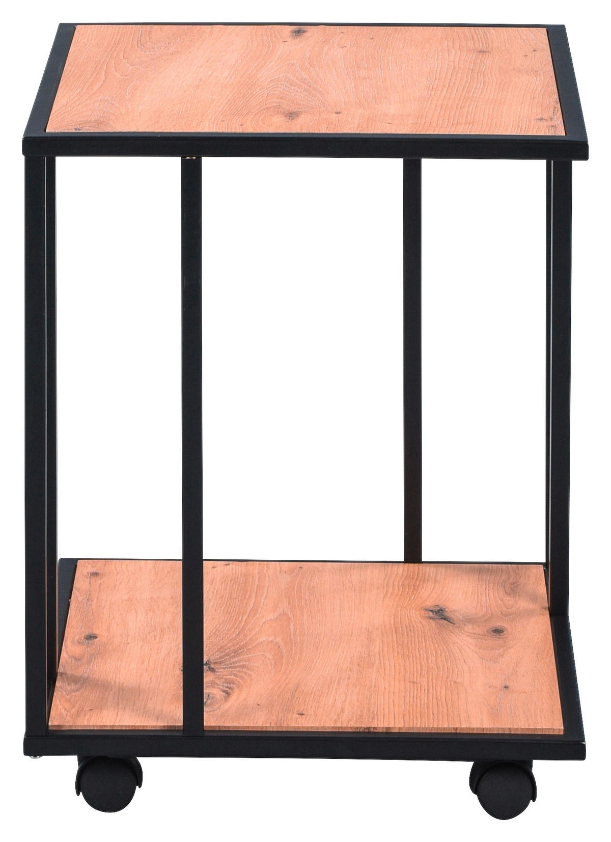 BEISTELLTISCH 40/40/51 cm Schwarz, Eichefarben quadratisch  - Eichefarben/Schwarz, Basics, Holzwerkstoff/Kunststoff (40/40/51cm)