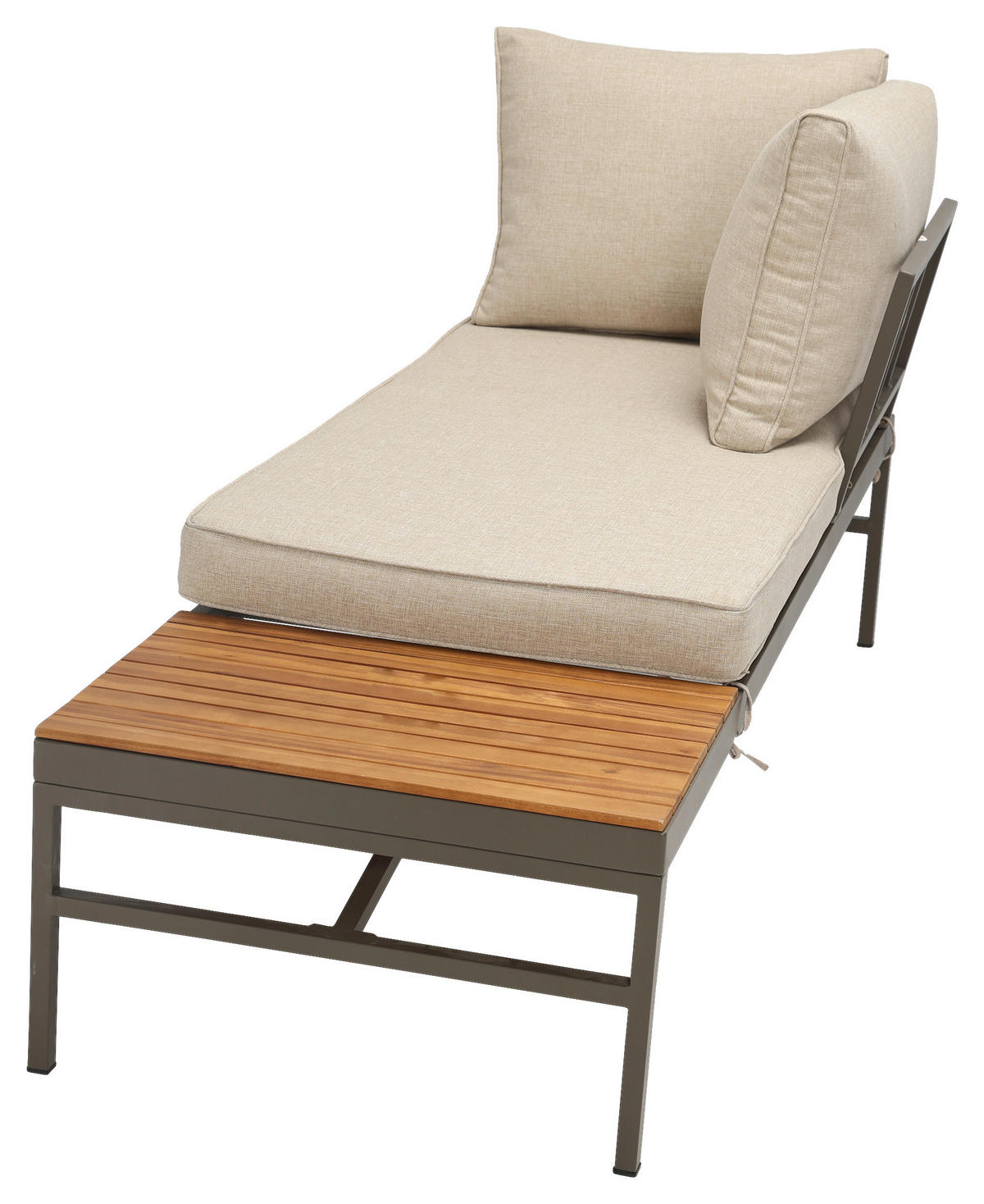 LOUNGEGARNITUR   57/35/57 cm Akazie vollmassiv Aluminium  - Beige/Beigebraun, MODERN, Holz/Textil (57/35/57cm) - Ambia Garden