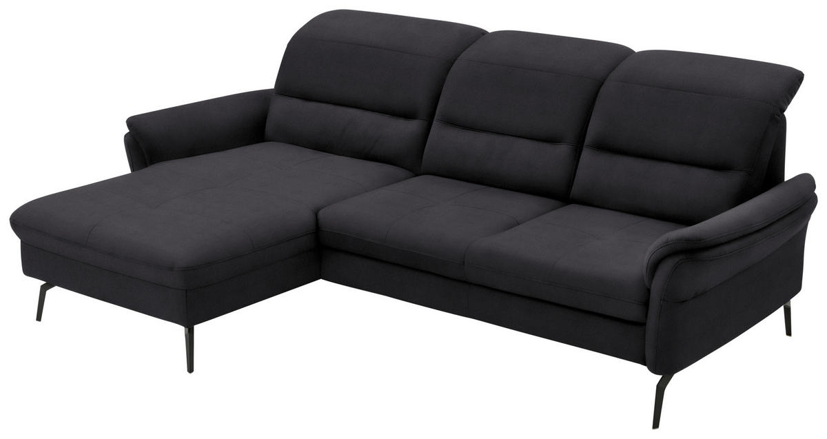 ECKSOFA in Flachgewebe Anthrazit  - Anthrazit/Schwarz, Konventionell, Textil/Metall (181/260cm) - Beldomo Speed