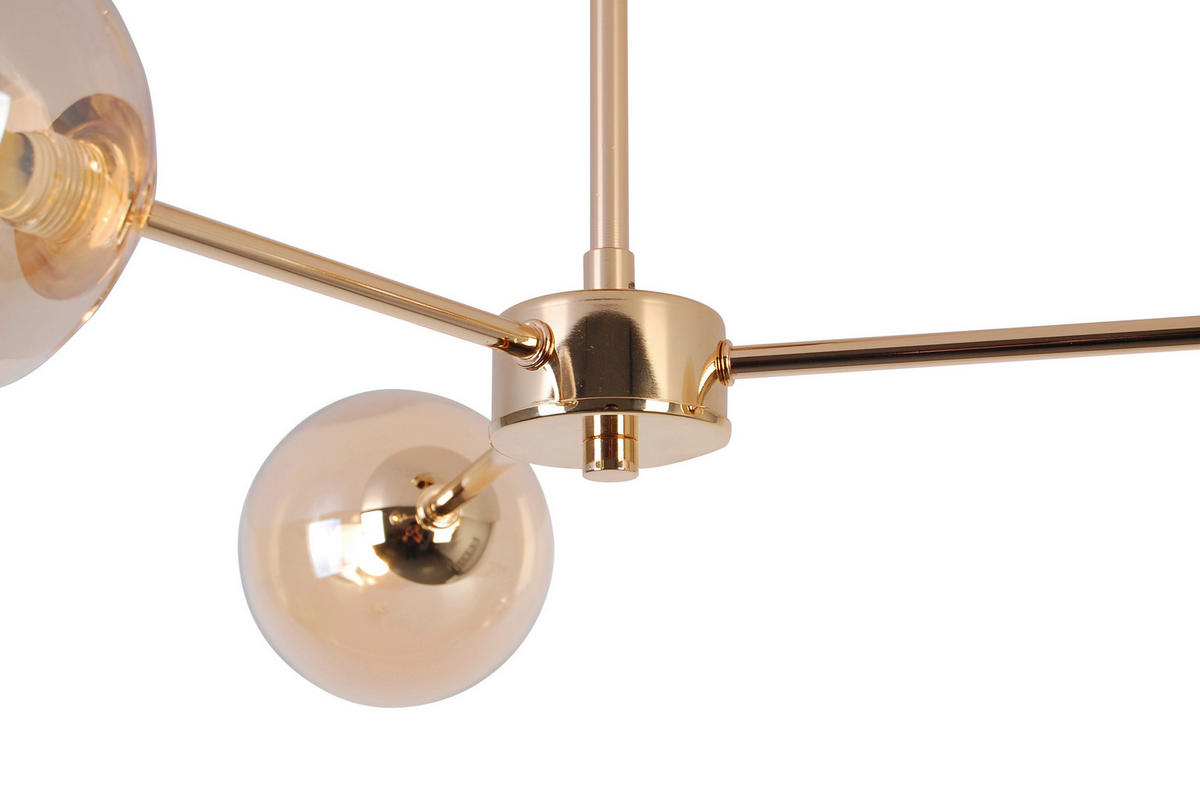 DECKENLEUCHTE 62/62/25 cm   - Bernsteinfarben, Trend, Glas/Metall (62/62/25cm) - Novel
