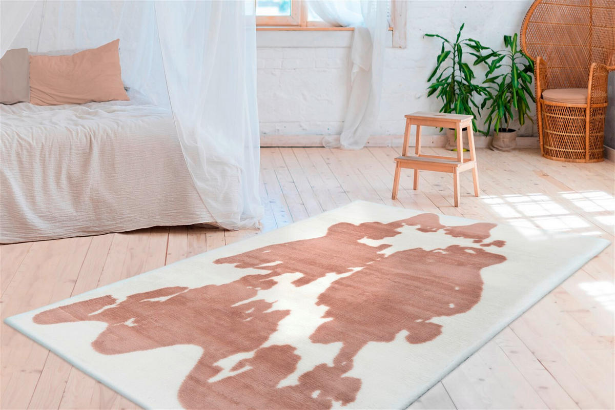 HOCHFLORTEPPICH 120/160 cm Rabbit Animal Taupe / Weiß Weiß, Taupe  - Taupe/Weiß, KONVENTIONELL, Textil (120/160cm)