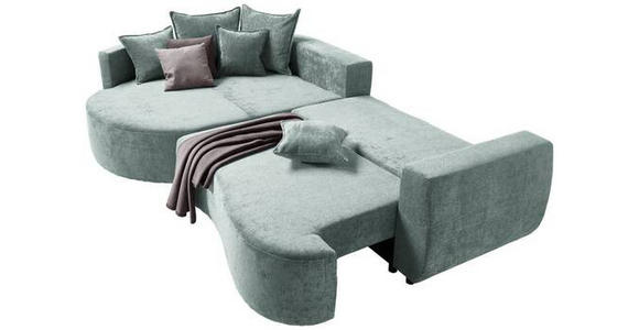 ECKSOFA in Chenille Mintgrün  - Schwarz/Mintgrün, Design, Kunststoff/Textil (194/307cm) - Carryhome