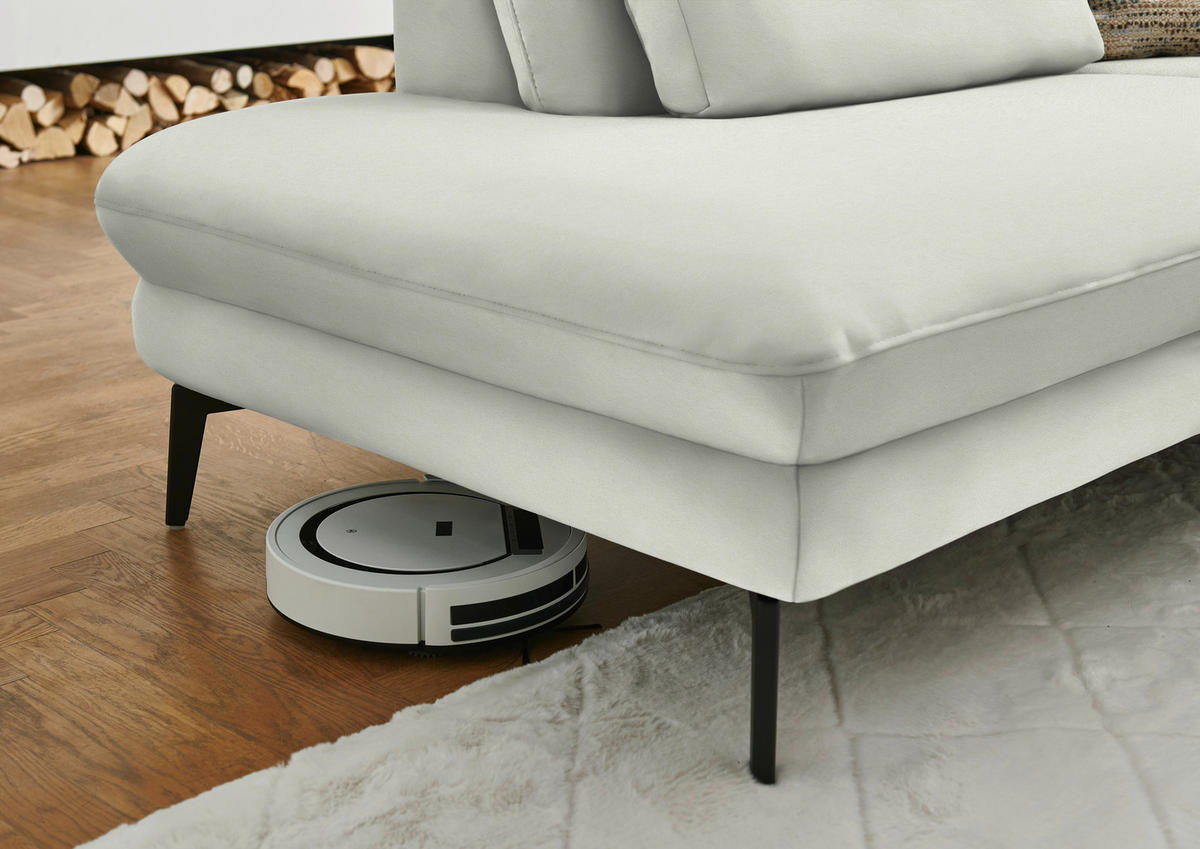 WOHNLANDSCHAFT Chenille, Flachgewebe Weiss  - Weiss/Schwarz, Design, Textil/Metall (208/344/180cm) - Dieter Knoll