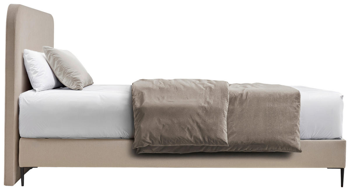 BOXSPRINGOVÁ POSTEĽ, 180/200 cm, béžová - čierna/prírodná farba, Modern, kov/kompozitné drevo (180/200cm) - MID.YOU