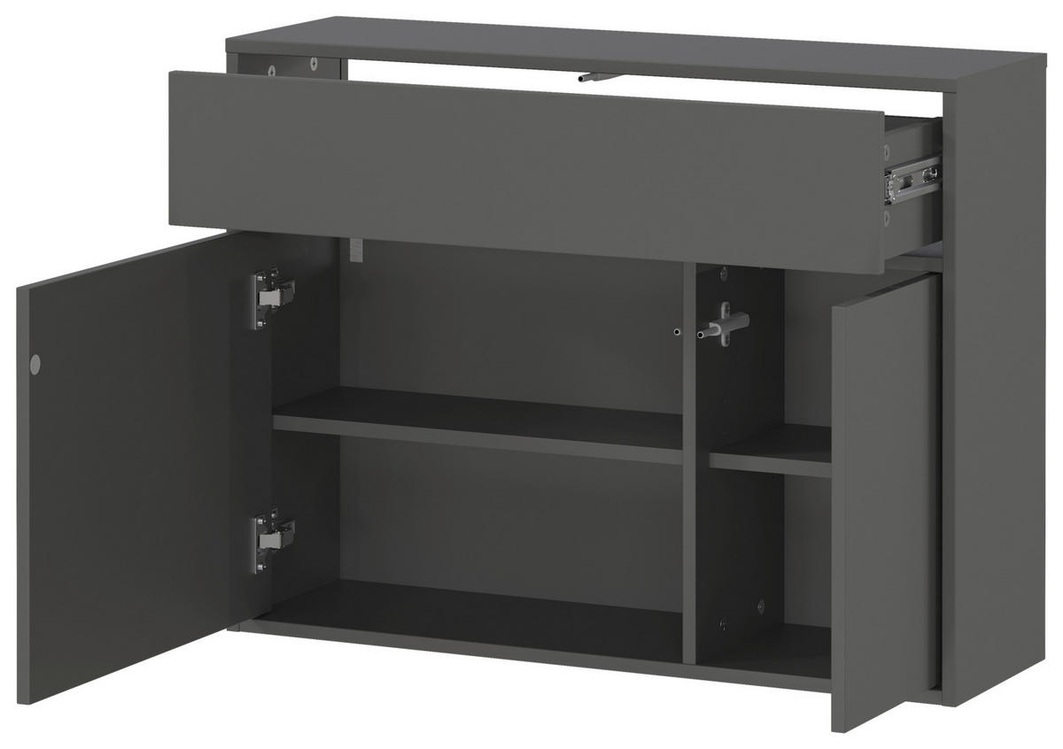 SCHUHSCHRANK Ameca  in 83/63/25 cm  - Schwarz/Graphitfarben, Design, Holzwerkstoff/Kunststoff (83/63/25cm)