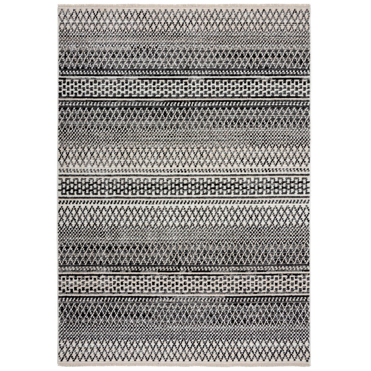 FLACHWEBETEPPICH 200/300 cm Santiago Schwarz, Weiß  - Schwarz/Weiß, Basics, Textil (200/300cm) - Xora