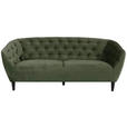 CHESTERFIELD-SOFA in Samt Dunkelgrün  - Dunkelgrün/Schwarz, Trend, Holz/Textil (191/78/84cm) - Ambia Home