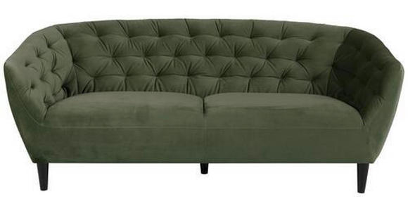 CHESTERFIELD-SOFA in Samt Dunkelgrün  - Dunkelgrün/Schwarz, Trend, Holz/Textil (191/78/84cm) - Ambia Home