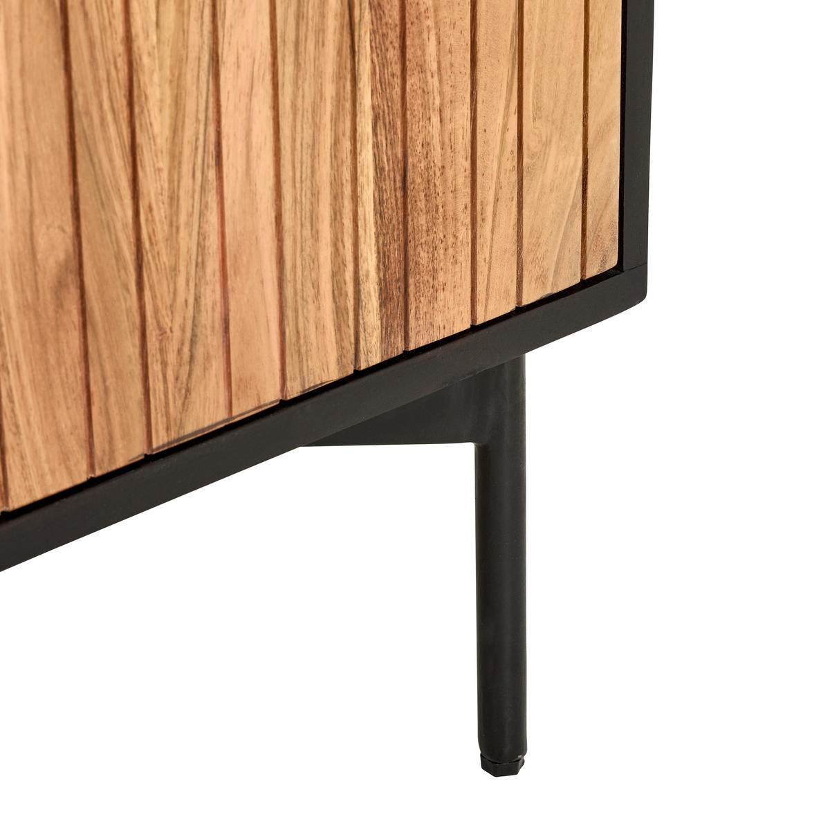 VITRINE in Hartholz Akazie Schwarz, Akaziefarben  - Schwarz/Akaziefarben, KONVENTIONELL, Glas/Holz (60/180/40cm) - Livetastic