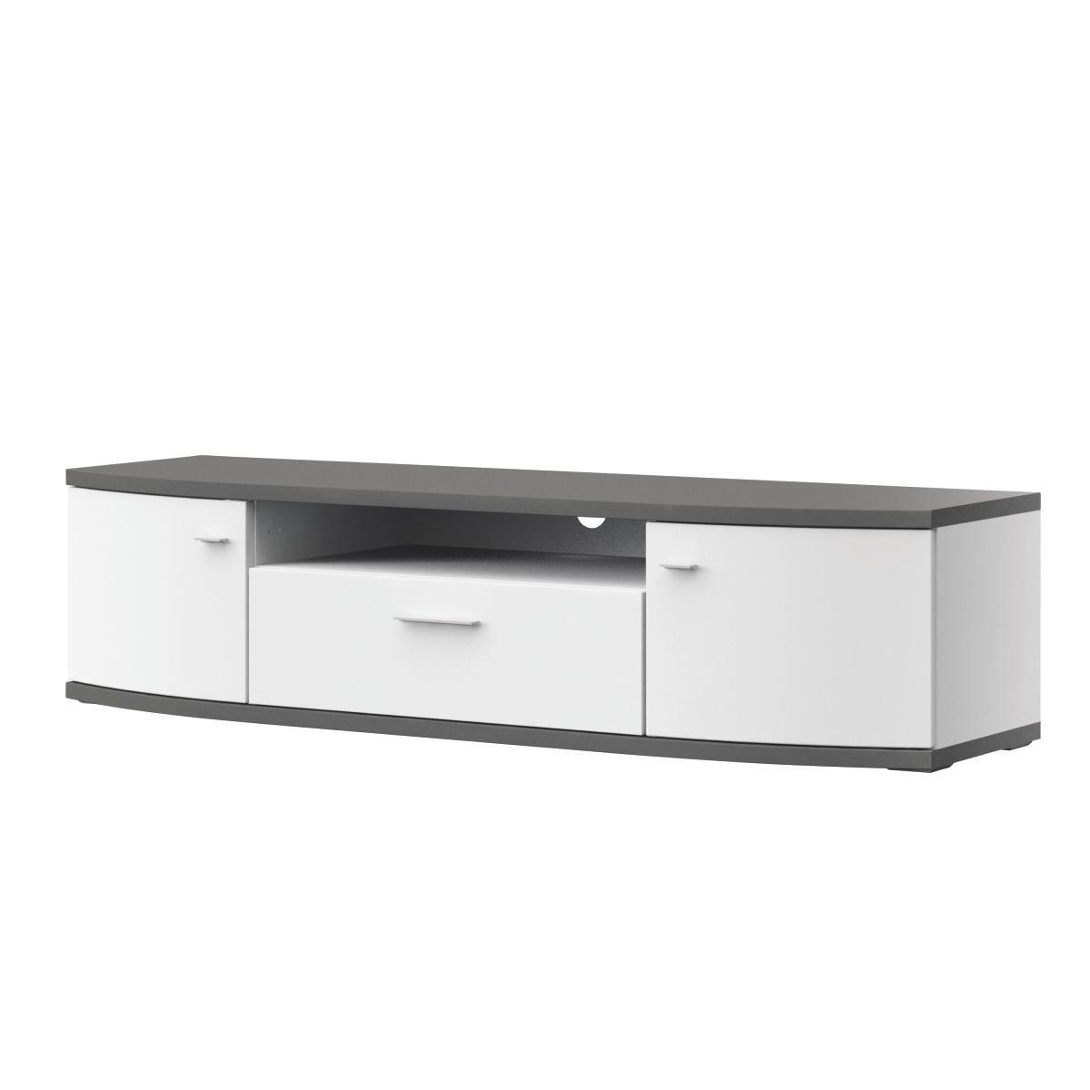 TV-ELEMENT Graphitfarben, Weiss Hochglanz  165,1/40,5/50 cm  - Weiss Hochglanz/Alufarben, Design, Holzwerkstoff/Kunststoff (165,1/40,5/50cm) - Modante